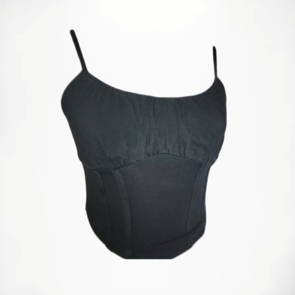 XS black crop top spaghetti straps camisole bustier